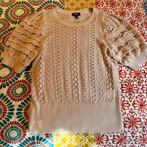 EXPRESS Soft Pink Open Lace Knit Sweater - XS, Intricate design